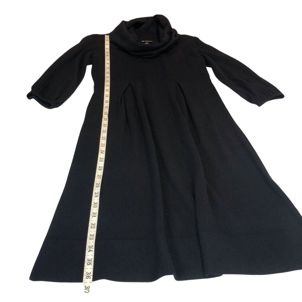 New Directions Black Sweater Dress Empire Waist Small Pleats Cowl Neckline - Picture 6 of 16